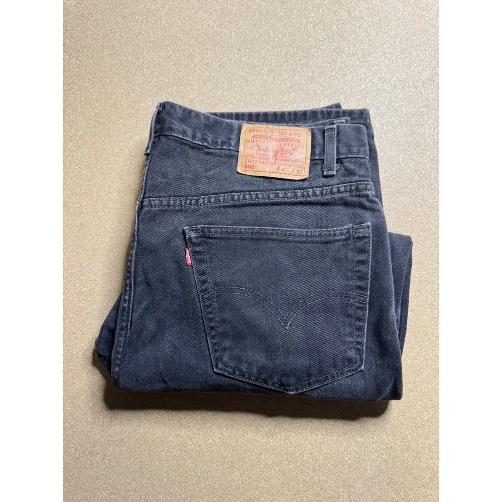 Levi's vtg y2k 505 Regular Fit Straight Leg faded Black Denim Jeans Mens W40 L30